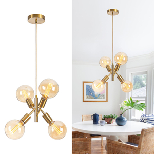 4-Lights Gold Pendant Light Fixture Dining Room Light Fixture Over Table Mid Century Modern Chandelier Gold Sputnik Chandelier for Dining Room Living Room, Bedroom, Kitchen Visit the illus illuminatio