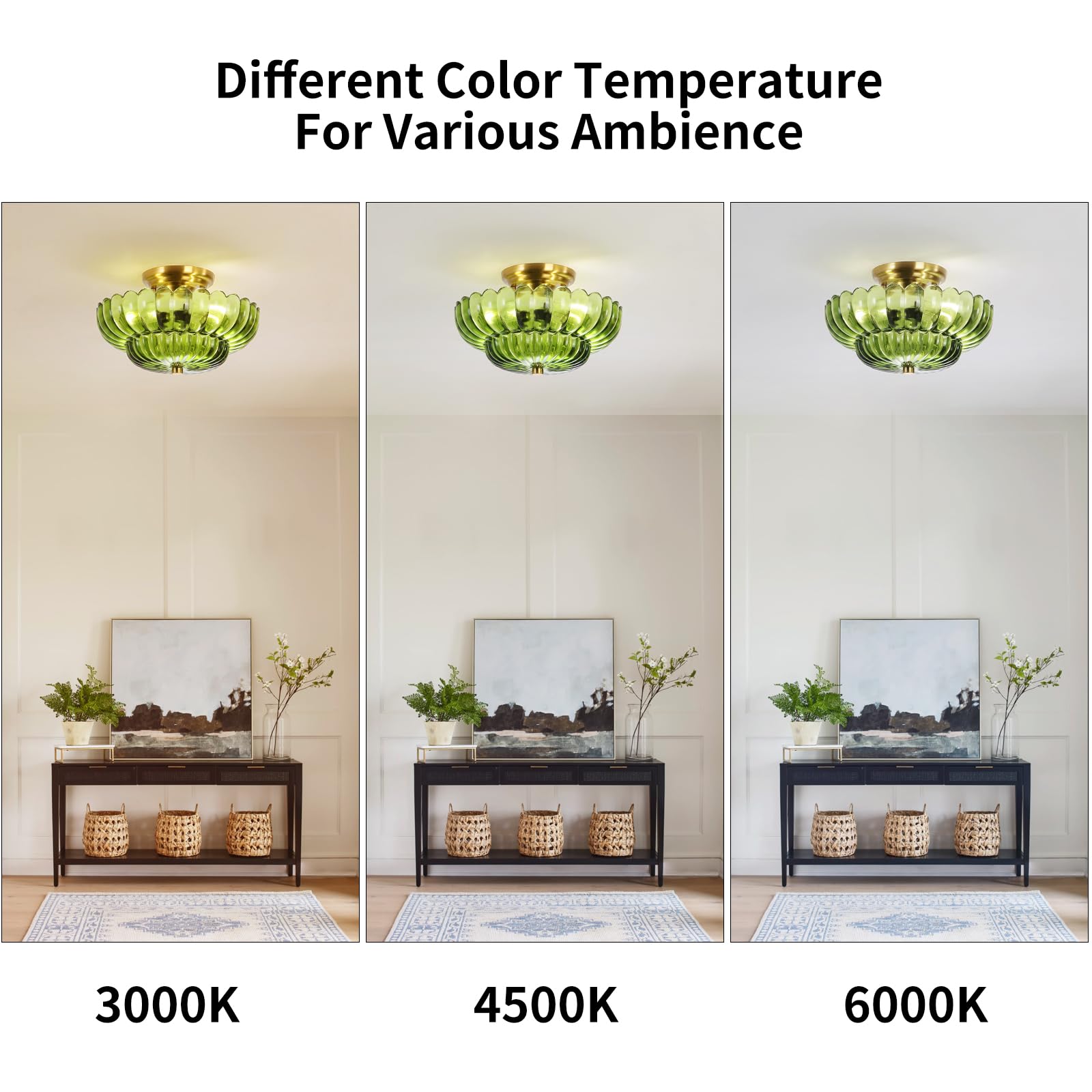 Ceiling Lights Flush Mount Ceiling Light Glass Ceiling Light Gold Base Modern Light Fixture for Hallway Living Room Kitchen Bedroom 3 Bulbs