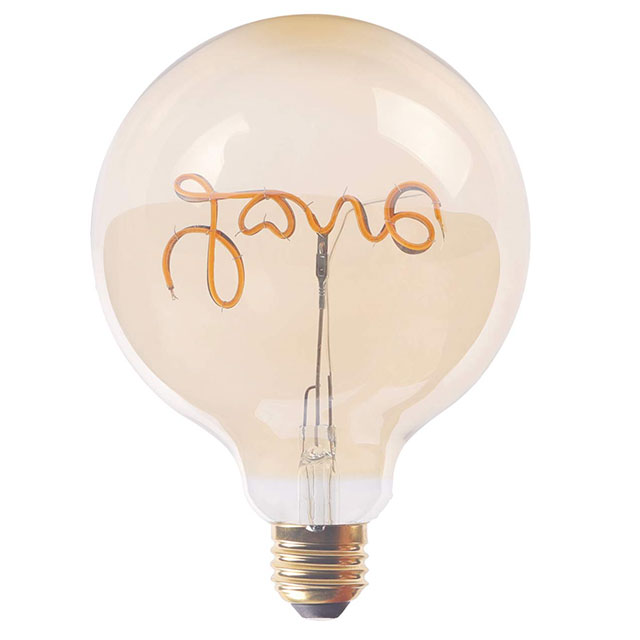 Love Edison Bulb, Vintage Globe Light Bulb, Decoration Love Light Amber Bulb E27 Base 4W(40W Equivalent)- G125 Filament Bulb 1800-2400K Warm White for Indoor & Outdoor