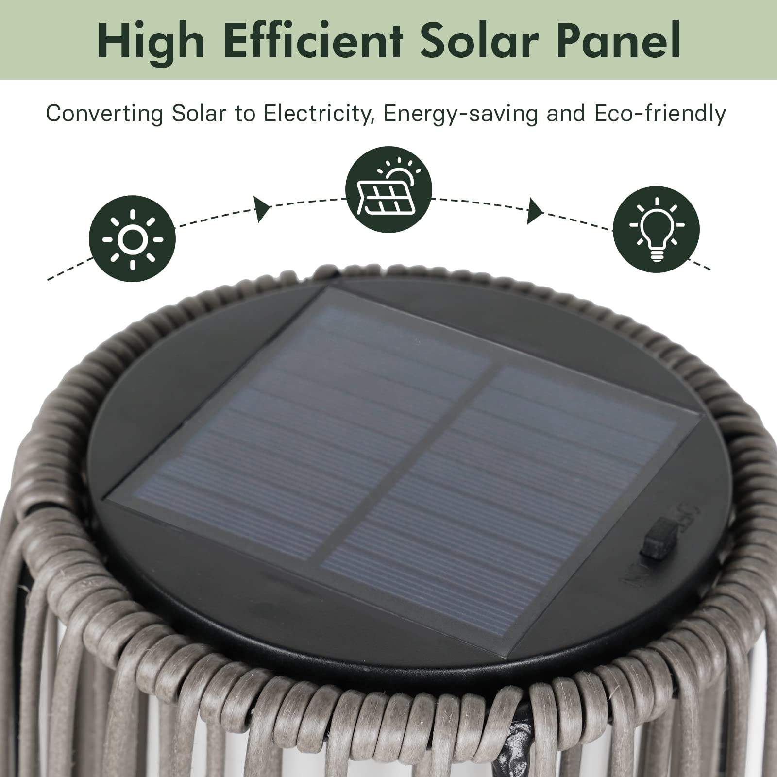 Grand patio Outdoor Floor Solar Light, Wicker Solar Patio Lamp Waterproof Outside Solar Deck Lamp for Porch, Yard, Garden, Lawn Decorations
