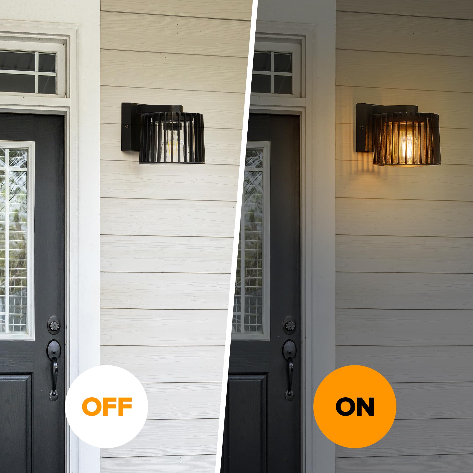Outdoor Wall Lantern, Exterior Waterproof Wall Sconce Light Fixtures, Black Front Door Porch Lights Wall Mount Lighting with Clear Glass Shade, E26 Socket Wall Lamp for Patio 