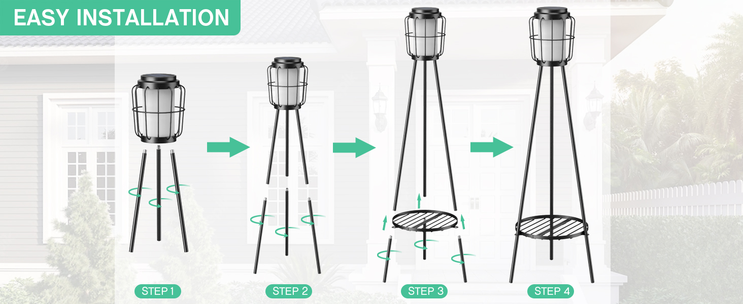 Solar Floor Lamps with 2 Tier Plant Stand (8)