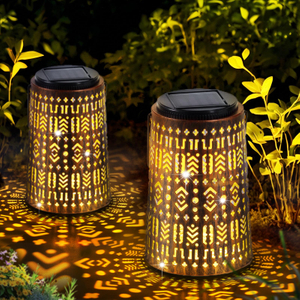Solar Lanterns Outdoor Waterproof, Hanging Solar Lights for Outside, Moroccan Garden Decor, Christmas Gifts for Women Mom Grandma, Metal LED Lantern for Yard, Patio, Backyard, Porch 