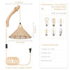 Rattan Wall Lamp with Plug in Cord Boho Wall Sconces Farmhouse Hanging Wall Mounted Light Fixture Chandelier for Bedroom Living Room Dining Room 