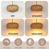 Hand-Woven Boho Pendant Light, 17.7" 5-Light Bohemian Rattan Lighting Fixture Natural Weaving Hanging Ceiling Light Coastal Wicker Chandelier for Kitchen Island Living Dining Room Restaurants 