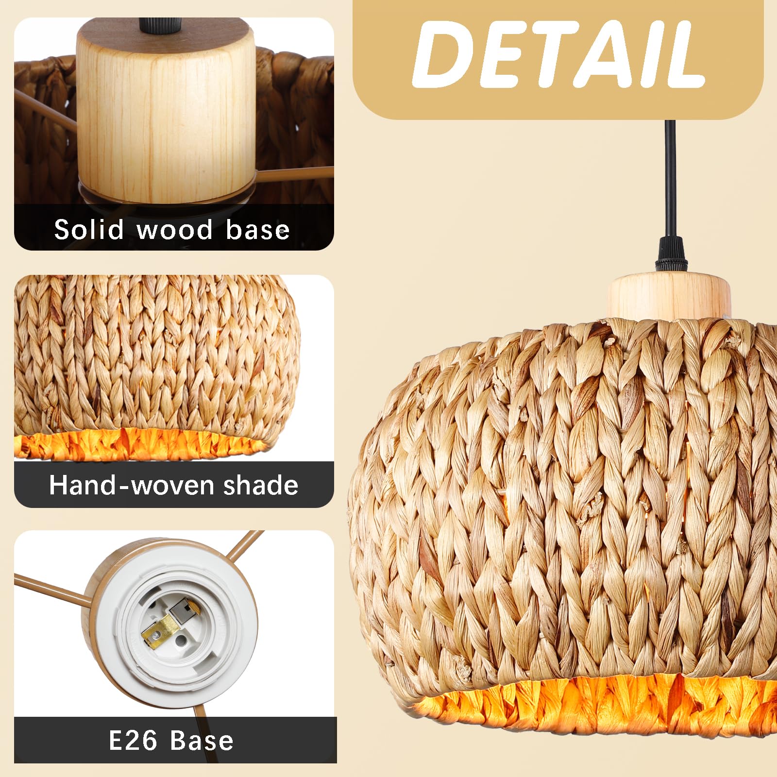 Boho Pendant Lights Kitchen Island, 11.8