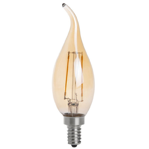 E14 LED Bulbs, Chandelier Light Bulbs 40 Watt Equivalent, Flame Tip Candelabra Light Bulbs 4W, Amber Glass,2500K Warm White, 430LM 35*118MM 