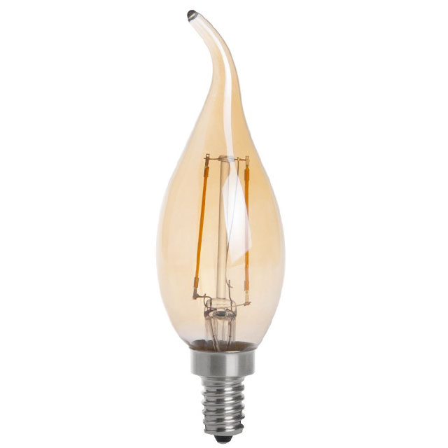 E14 LED Bulbs, Chandelier Light Bulbs 40 Watt Equivalent, Flame Tip Candelabra Light Bulbs 4W, Amber Glass,2500K Warm White, 430LM 35*118MM 