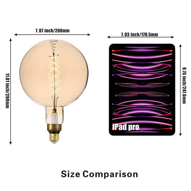 Spiral LED Edison Bulbs E27 Screw, Non Flicker, 4W Retro Filament LED Vintage Light Bulbs, Soft Warm White 2200K,Amber Glass, 40 Watts Equivalent, Amber Tungsten Lamp