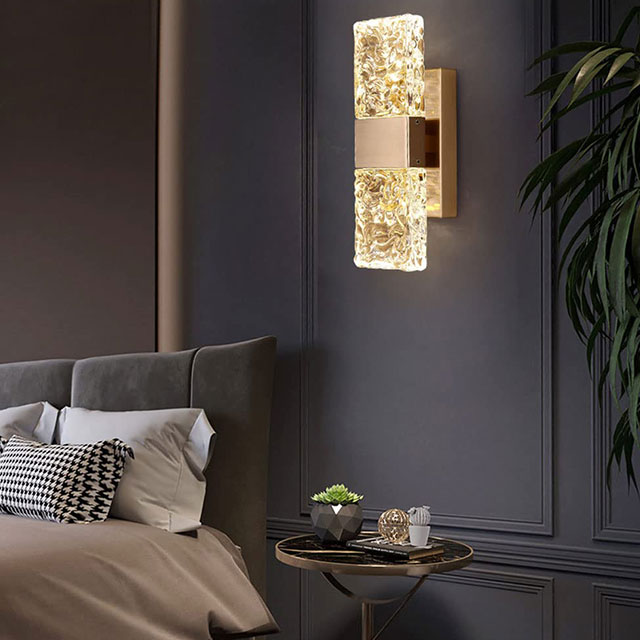 Modern Crystal LED Wall Light, Water Ripple Design Wall Lamp, Gold Wall Sconce, Up and Down Wall Light, Bathroom Vanity Light, Crystal Lamp for Living Room, Bedroom, Bedside