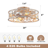 20"Caged Ceiling Fans with Lights Remote Control Industrial Low Profile Flush Mount Ceiling Fan,Farmhouse Bladeless Small Ceiling Fan with Light 4 Bulbs 6 Speed Reversible for Kitchen,Bedroom 