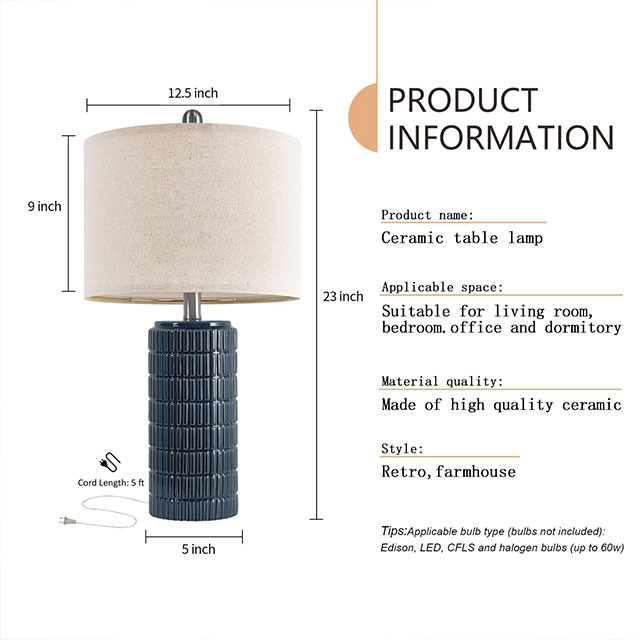 Modern Ceramic Table Lamp for Living Room White Desk Lamps for Bedroom Farmhouse Bedside Nightstand Bedside Lamp End Table Lamps
