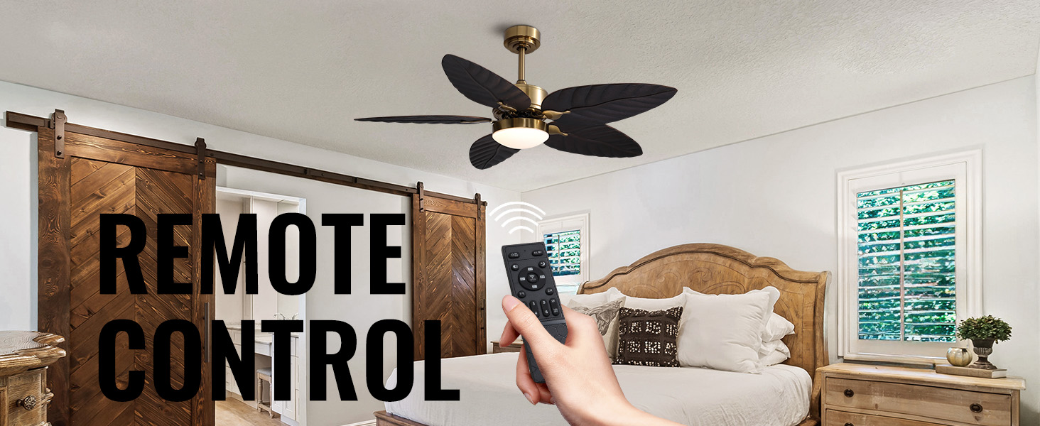 52 Tropical Ceiling Fans with Lights, Indoor Outdoor Black Ceiling Fan with RemoteAPP Control (2)