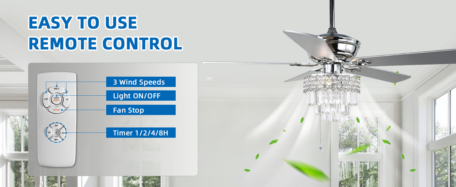 Crystal Ceiling Fan with Lights and Remote (9)
