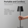 Cordless Rechargeable Table Lamp, 26000mAh Battery Powered LED Desk Lamp, 3 Color Stepless Dimming Up, Portable Table Light Lamp for Bedroom Restaurant Outdoor