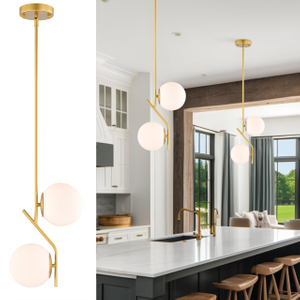 Pendant Light Fixture Glass Globe Pendant Light Mid Century Pendant Lights 2-Light Modern Pendant Light for Dining Room 
