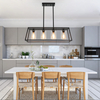 Dining Room Light Fixtures Over Table, Black Farmhouse Chandeliers for Dining Room 4/5/6-Lights with Cylinder Clear Glass, Apply to Rectangle Chandelier for Kitchen Island Bar Cafe 