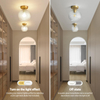 Semi Flush Mount Ceiling Light Fixture, Hallway Lighting Fixtures Ceiling, Vintage Close to Ceiling Light Fixture, Globe Glass Ceiling Lamp for Bathroom Entryway, E26 Base (No Bulbs) 