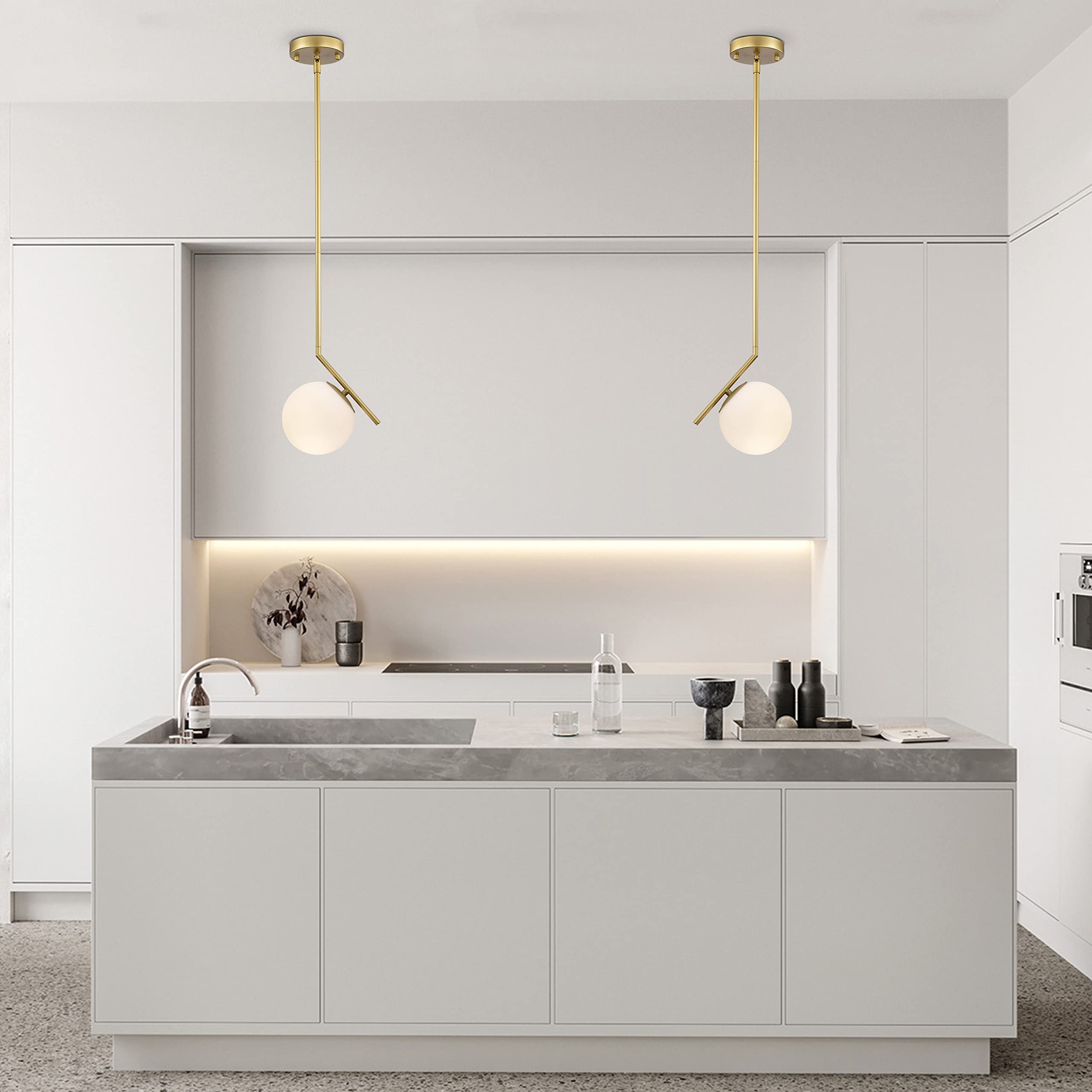 Modern Gold Pendant Light Fixtures Glass Globe Pendant Lighting for Kitchen Island 1-Light Mid Century Pendant Light 