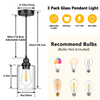 Hanging Pendant Lighting Fixtures, Adjustable Black Hanging Ceiling Lamp with Clear Glass Shade, Modern Pendant Light for Kitchen Island, Dining Room, Bedroom, Hallway 