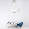 3-Rings Modern LED Chandelier Silver Pendant Lighting Circular Flush Mount High Ceiling Light for Living Dining Room Bedroom Foyer 4000K Ø80cm+Ø60cm+Ø40cm