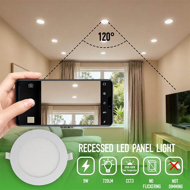 6W 3CCT Recessed LED Panel Light with CCT Switch | &Oslash;120mm