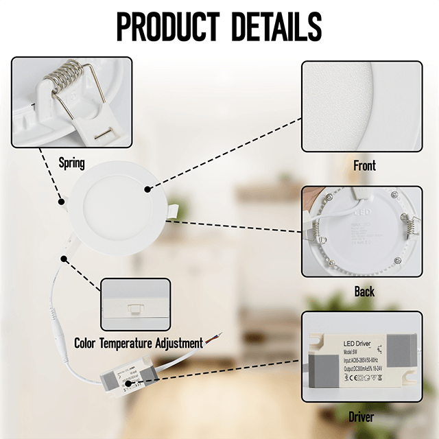 6W 3CCT Recessed LED Panel Light with CCT Switch | &Oslash;120mm