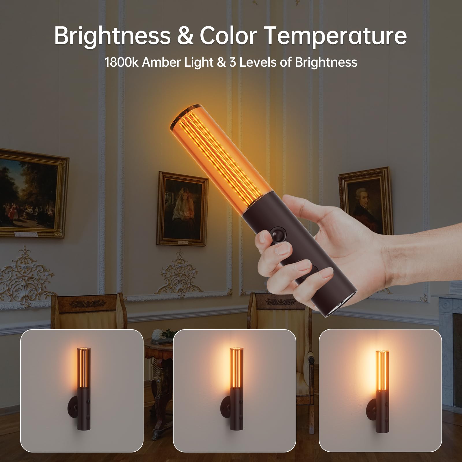 Motion Sensor LED Night Lights, Rechargeable Battery Operated Indoor Smart Motion Detector Nightlights with 3 Modes & 3 Brightness, Auto Body Sensor Wall Lamps for Closet Stairway Cabinet