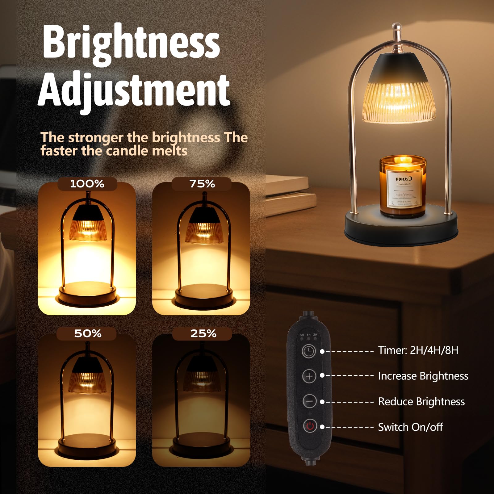 Candle Warmer Lamp with Timer, Electric Candle Warmer Light for Bedroom, Dimmable Wax Melts Warmer for Candle Jars, Home Decor Beside Lamp Gifts for Women