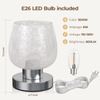 Touch Bedside Table Lamp for Bedroom Nightstand, Vintage Small Touch Lamp with Decorative Stained Glass Shade, Ambient LED Bulb, 3-way Dimmable Nightlight for Read, Retro Holiday Birthday Gifts 